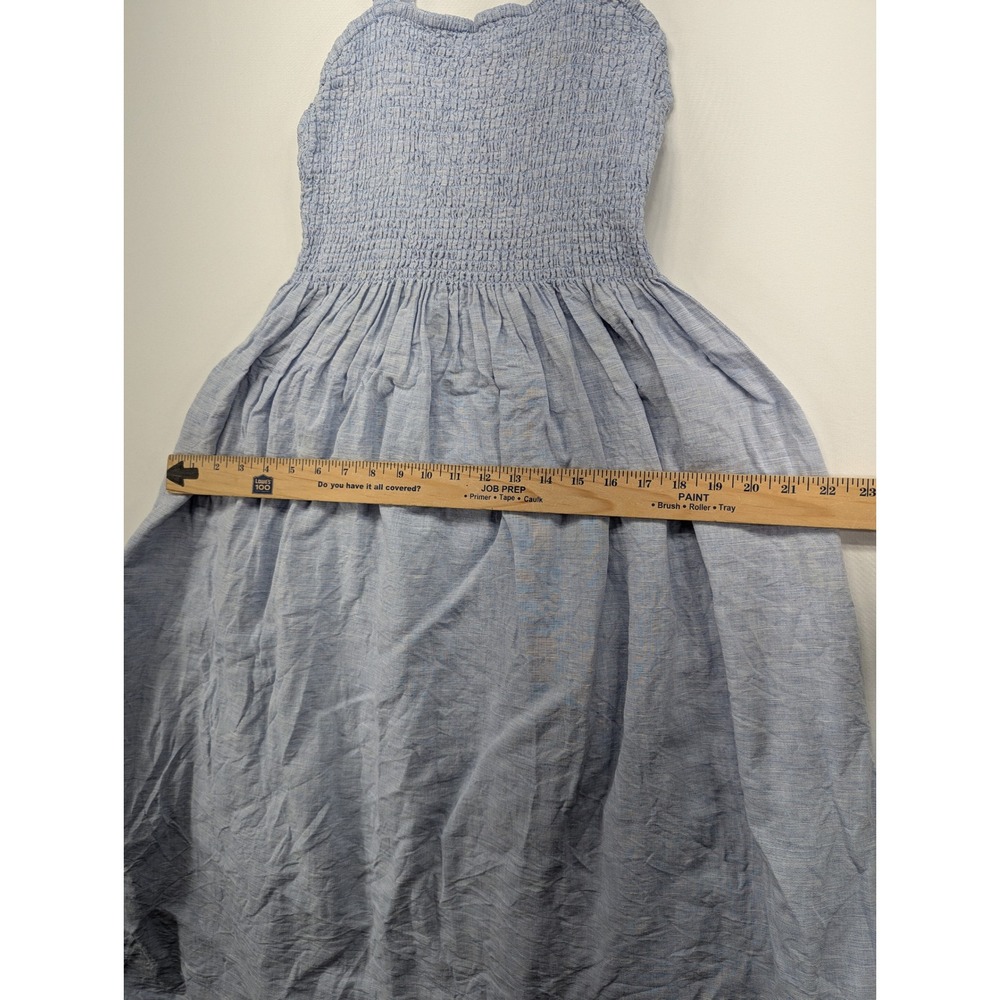 J.Crew Re-Imagined Blue Linen Cotton Smocked Maxi Dress Womens Medium Sleeveless - Picture 10 of 10